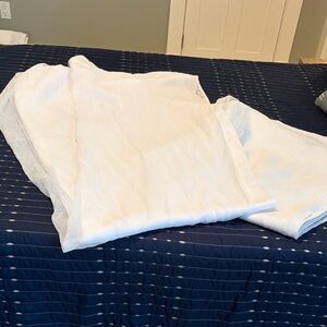 Set of 2 White Blackout Curtains with Sheer Overlay